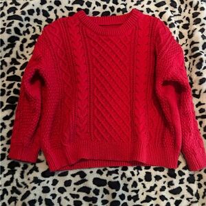 Classic Red Cable Knit Sweater